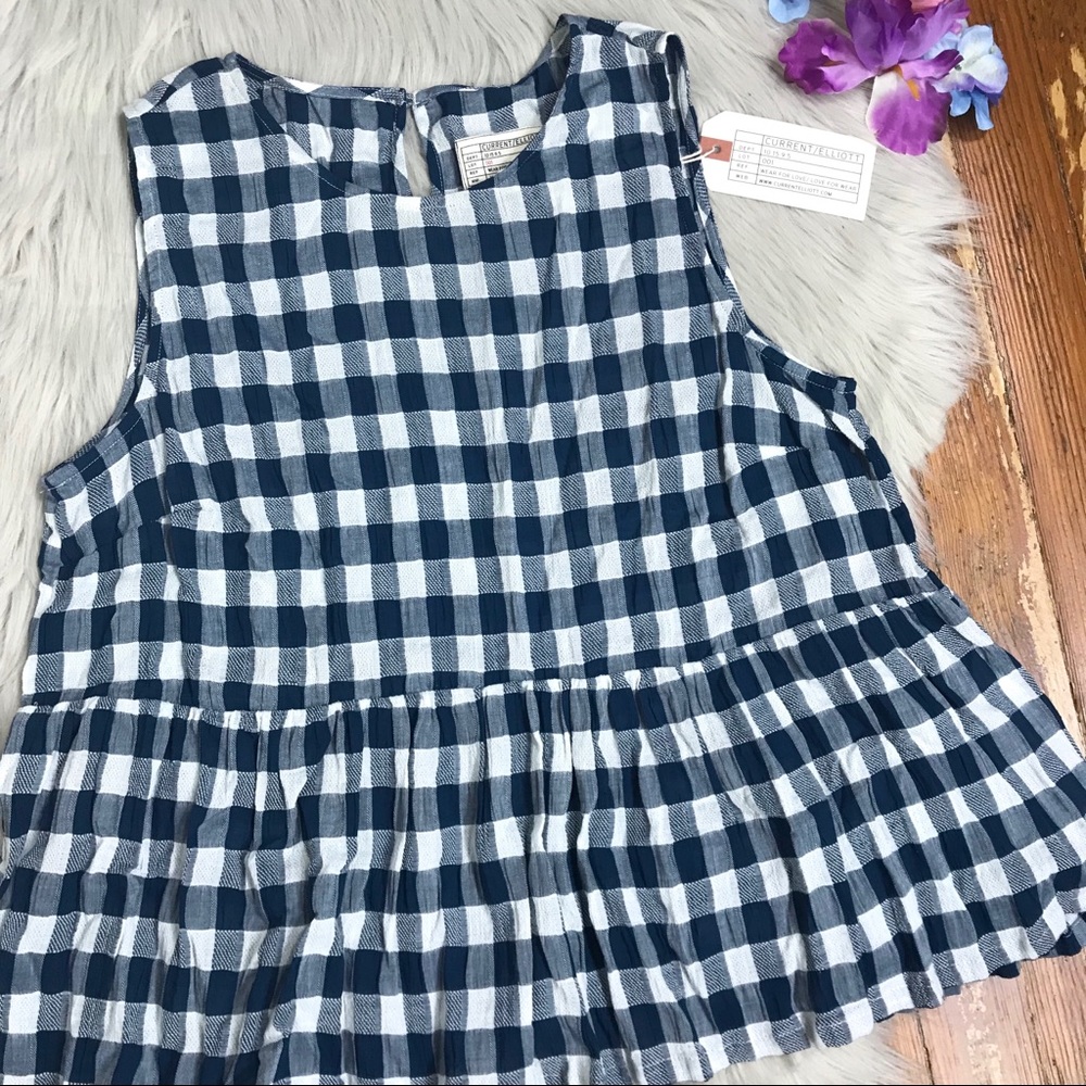 NWT Current/Elliot Gingham Peplum Tank - Picture 3 of 6